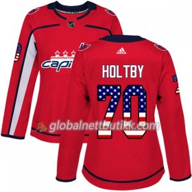 Washington Capitals Hockeydrakt Braden Holtby 70 2017-2018 USA Flag Fashion Svart Adidas Authentic - Dame